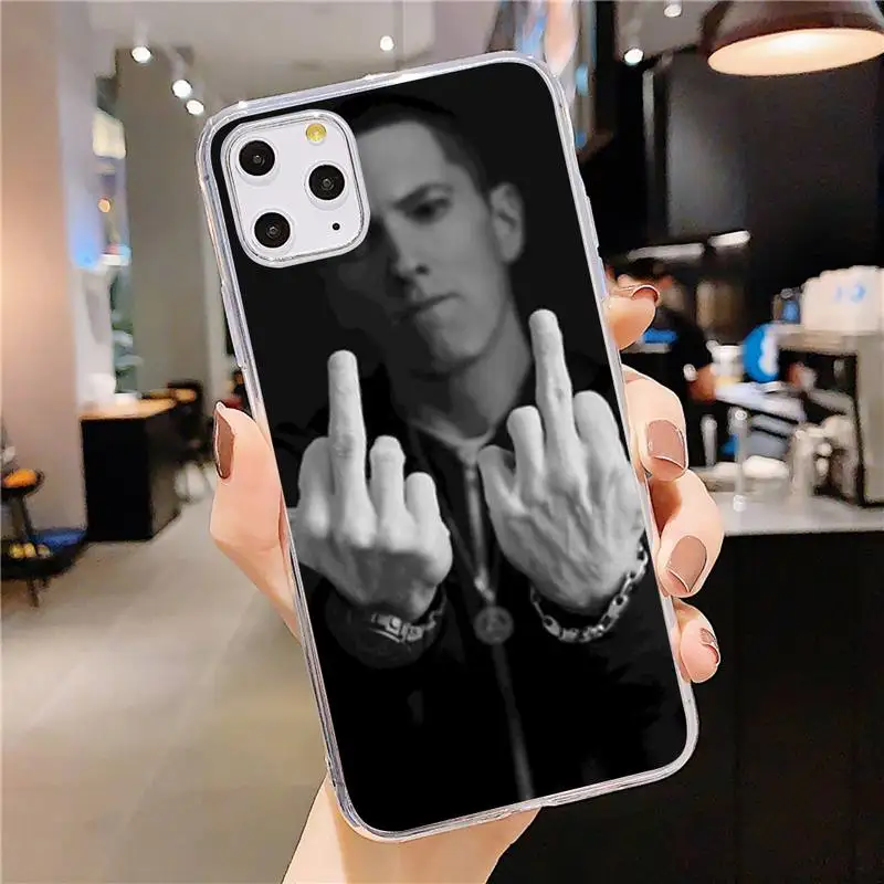 

Fashion Eminem rapper cool Phone Case Transparent soft For iphone 5 5s 5c se 6 6s 7 8 11 12 plus mini x xs xr pro max