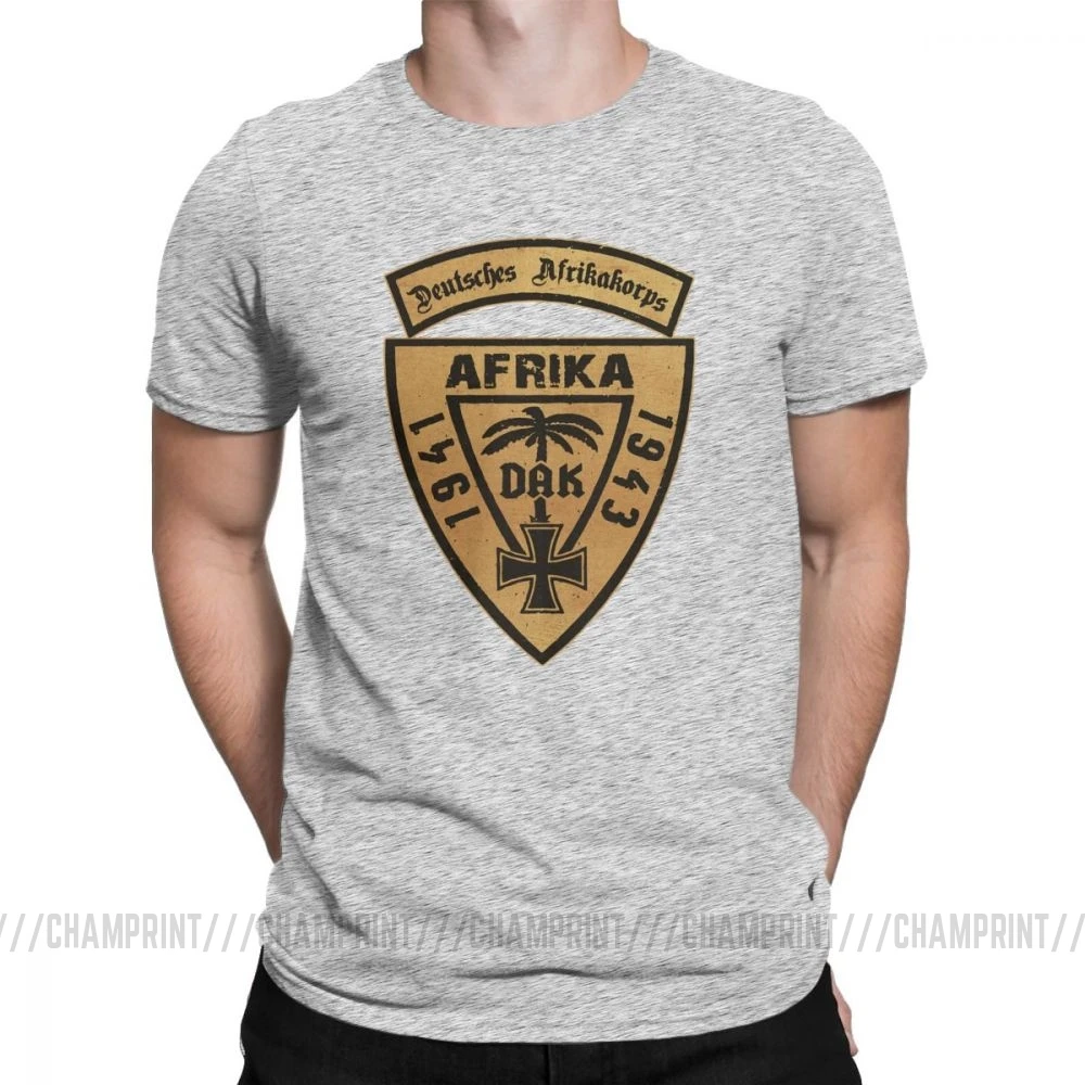 Мужская футболка для отдыха с круглым вырезом, хлопковая Футболка DAK Deutsches Africa 1941-43, футболки с графическим принтом - Цвет: Серый