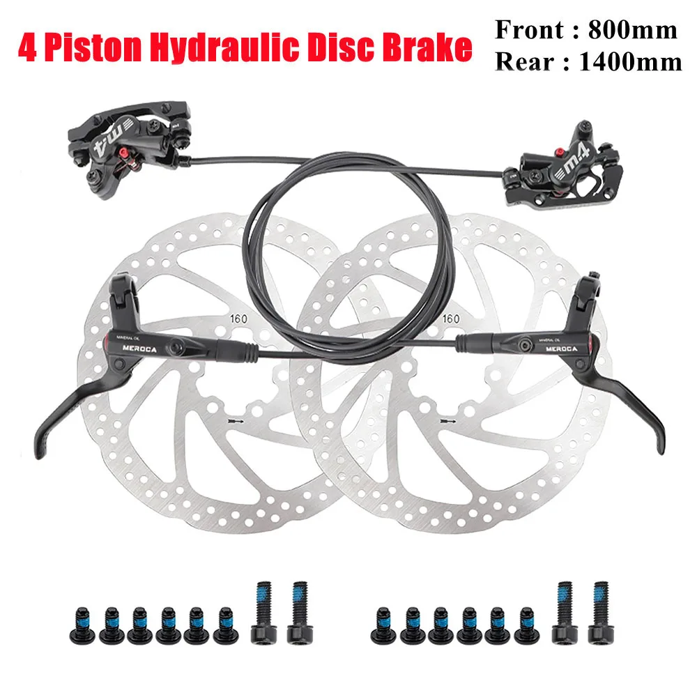 

MEROCA MTB hydraulic brakes set for bicycle disc 4 Pushes piston Mountain bike line levers system caliper kit racing Cycling