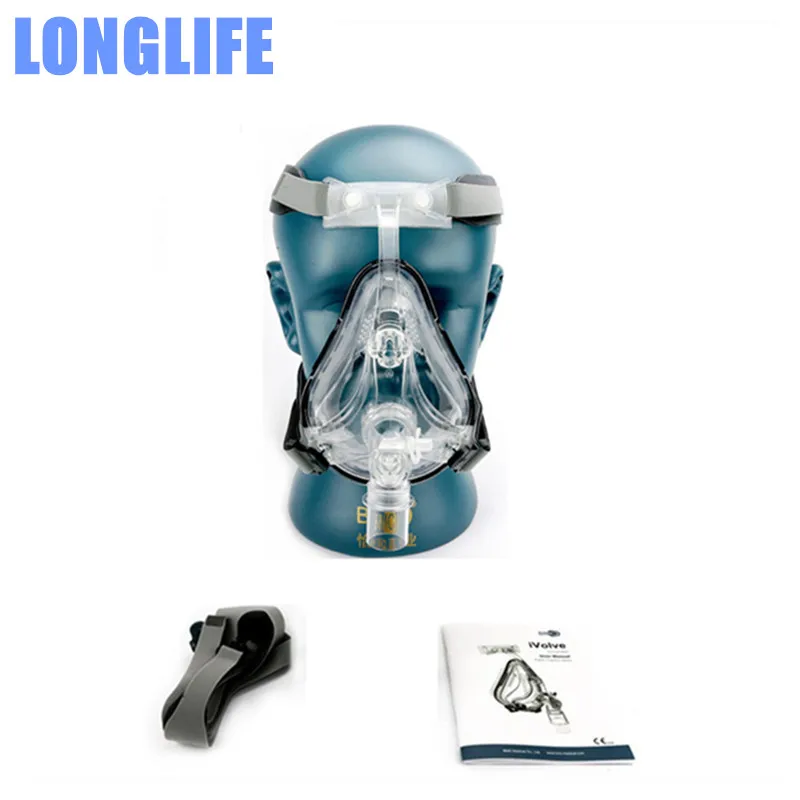 Longlife CPAP FM1 маска на все лицо Авто сипап apap BiPAP силиконовый гель универсальная с