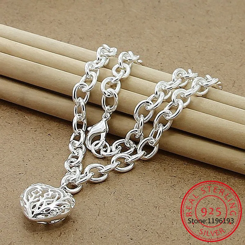 

925 Sterling Silver Heart Charm Pendant Necklace Exquisite Senior For Woman Wedding Party Jewelry Gift kolye Colar de Prata