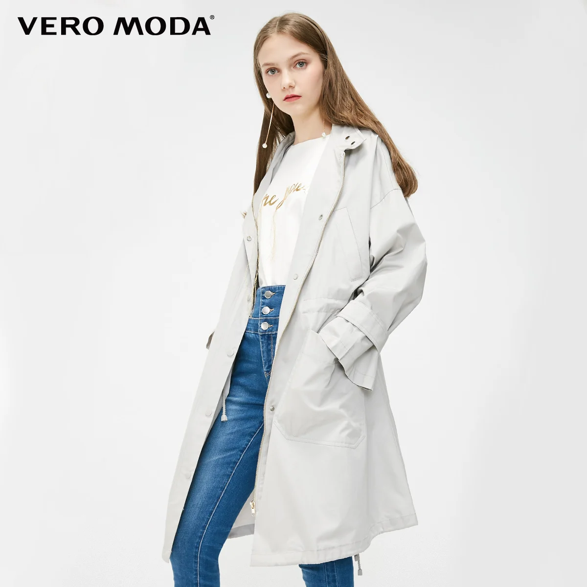 Vapor grey Vero Moda женский плащ свободного кроя с принтом граффити | 319121532 - Цвет: Vapor grey