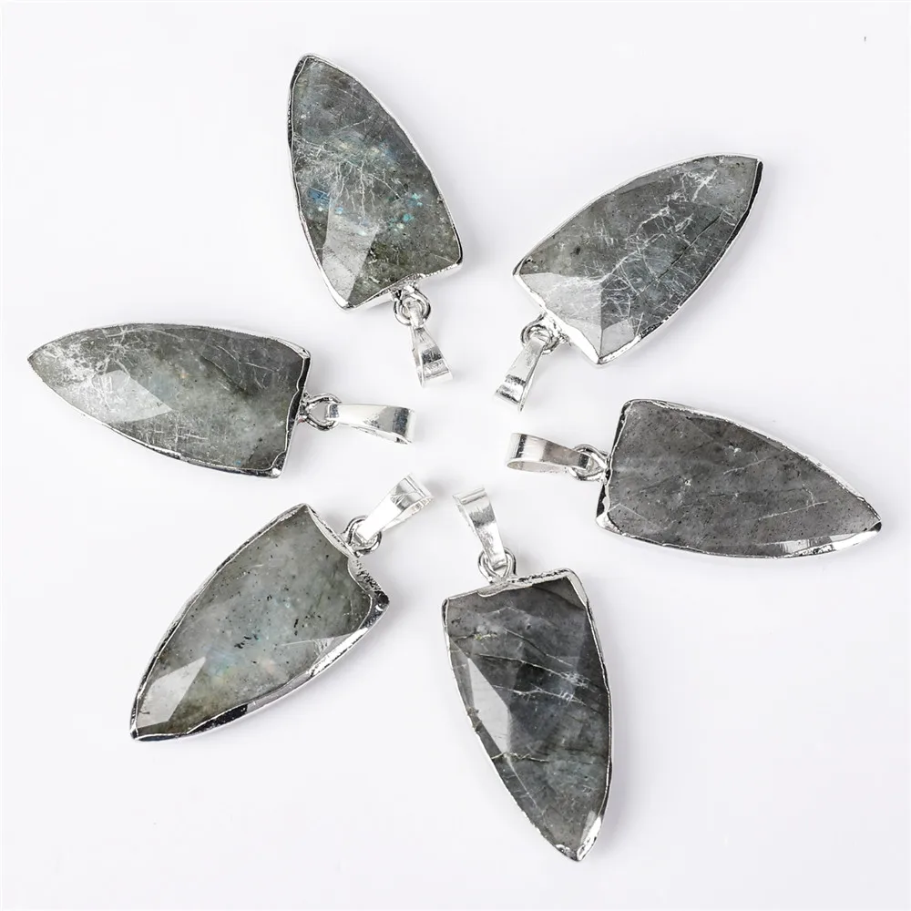 

1pcs Natural Stone Pendant Labradorite Arrow Crystal Necklace Pendant Chakra Energy Pendant Unisex Jewelry