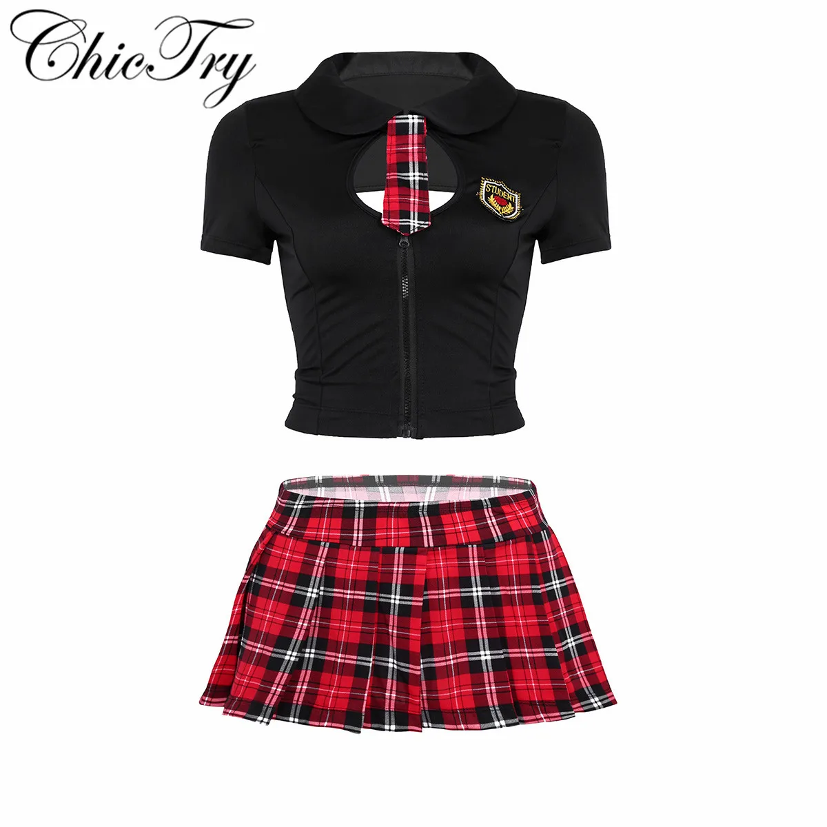 Сексуальный женский взрослый школьный костюм для косплея наряд топ со шнуровкой