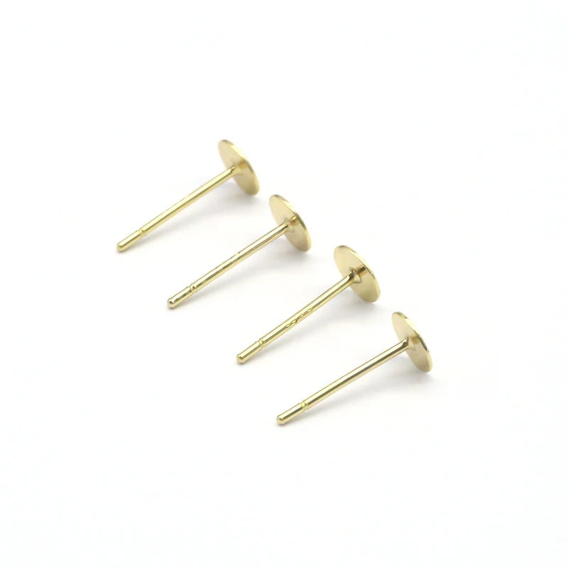 

10 шт. медные серьги, пустая круглая основа, кабошон, пусеты для ушей, плоские основа, чистые вилки, серьги, булавки для ушей, плоские ювелирные...