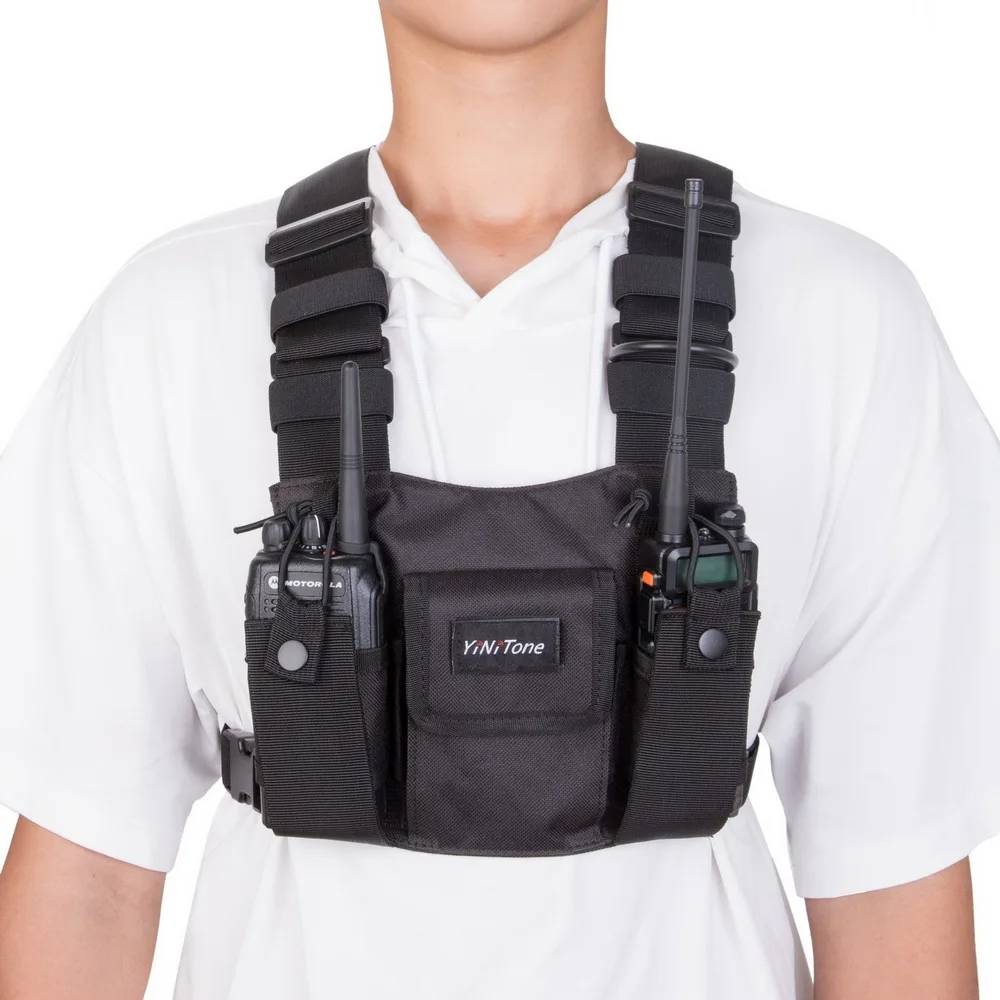 Universal Hands-Free Radio Vest Chest Rig Harness Bag Holster for Two Way Radio  Multifunction Universal Radio Chest Harness Bag