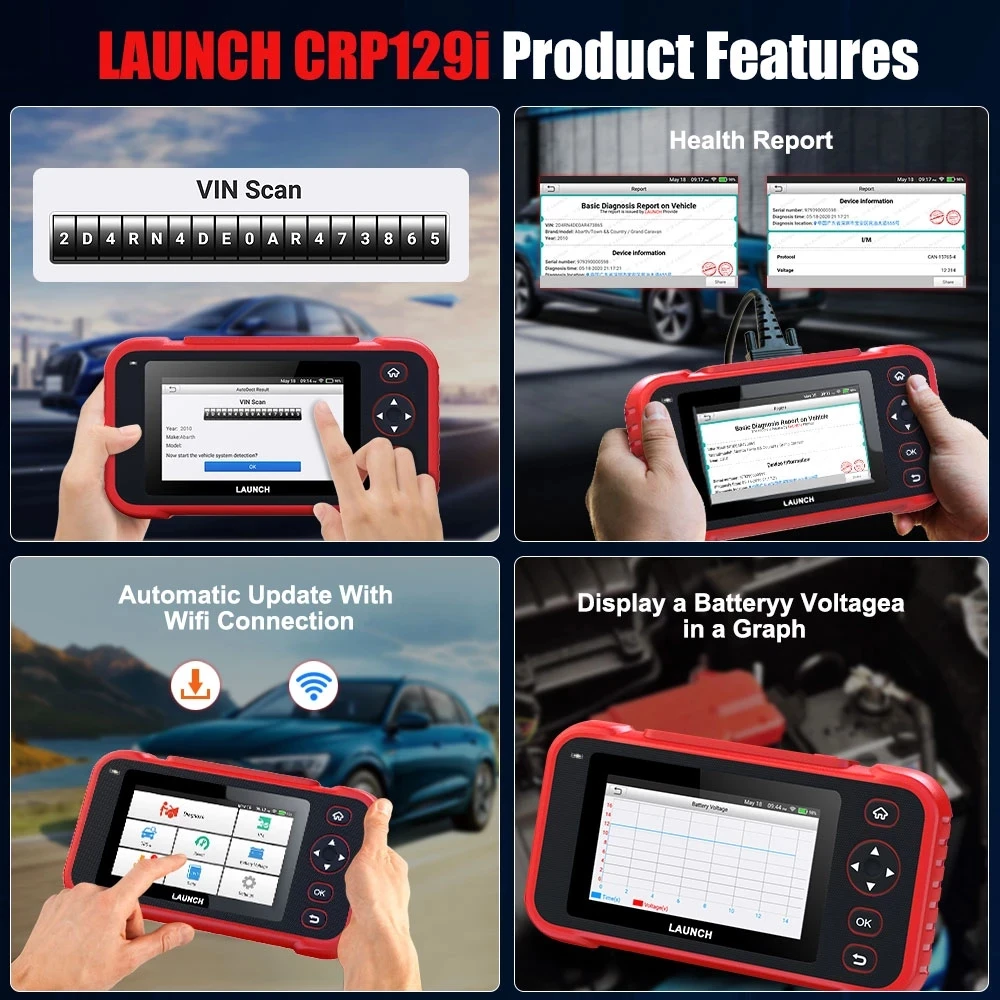 Автомобильный сканер LAUNCH CRP129i OBD2 профессиональный считыватель кодов ABS SAS EPB