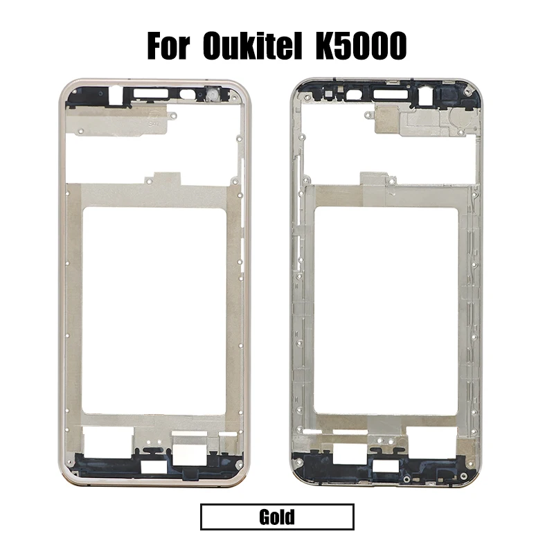 Gold Высококачественная новая Оригинальная передняя рамка для Oukitel K5000, передняя крышка корпуса, чехол, запасные части для ремонта - Цвет: Gold