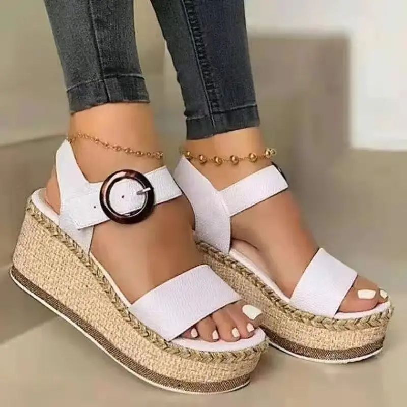 

JFUNCY Summer Platform Sandals Women Strap Gladiator Sandal Wedges Shoes Casual Woman Peep Toe Wedge Sandals Zapatillas Mujer