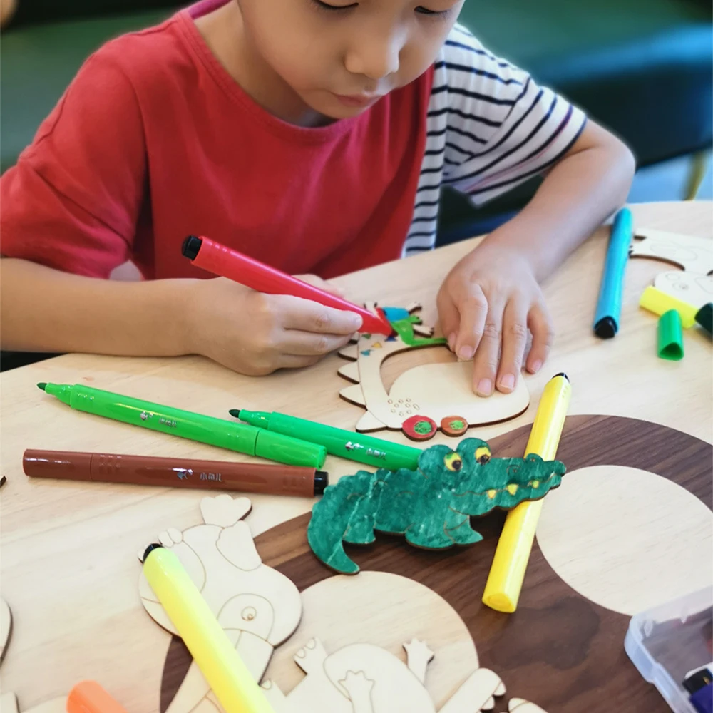 Ручная роспись животных формы живопись DIY деревянные граффити настольные