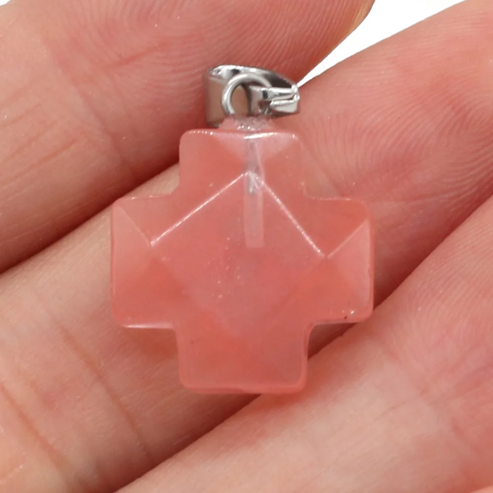 

Natural Stone Pendants Faceted Cross Reiki Heal Malachite Turquoise Crystal for Jewelry Making DIY Necklace Earring Gift