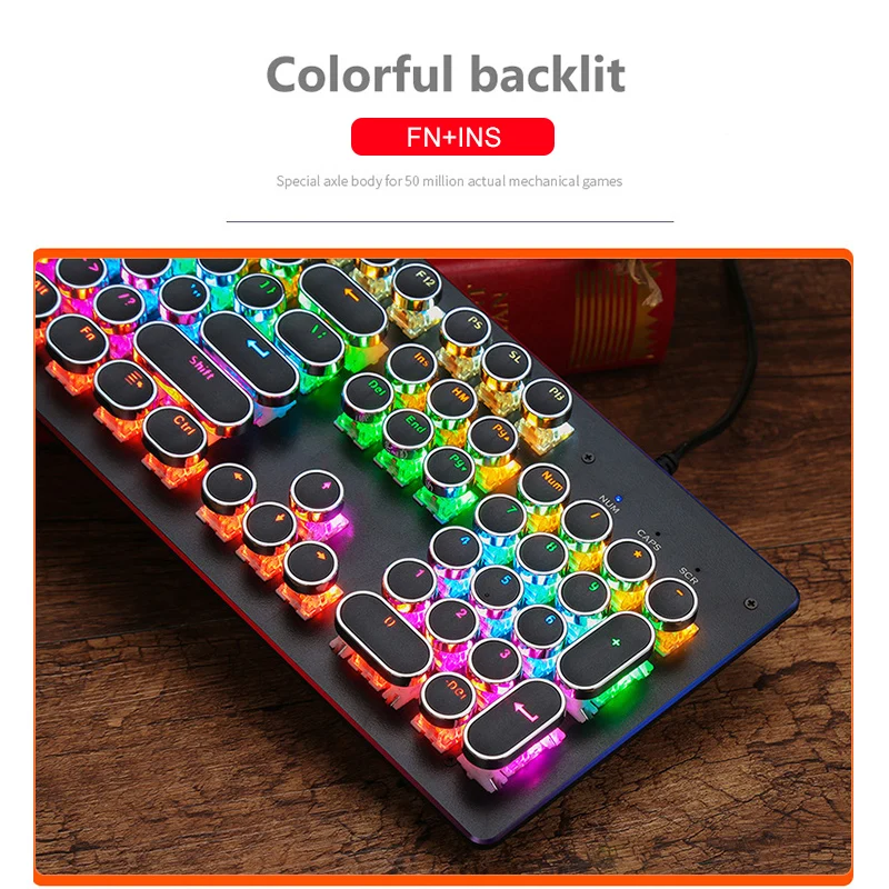 Профессиональная Механическая игровая клавиатура с 104 клавишами RGB светодиодный