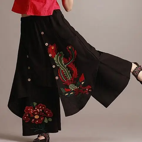 Винтажные 70s этнические Широкие штаны 2020 женские осенние весенние китайские