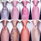 Галстук персиковый розовый коралловый однотонный Пейсли Мужской Шелковый Свадебный галстук модный дизайн для мужчин качественный носовой платок запонки деловечерние