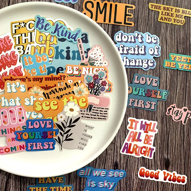 Pegatina con frases motivacionales para port&aacute;til, pegatinas de grafitis para bricolaje, sala de estudio, &aacute;lbum de recortes, 40 Uds., 2021-2