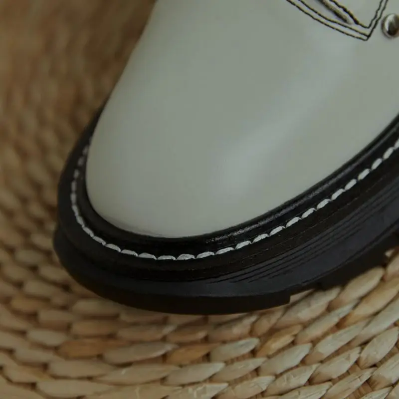 

RIZABINA Real Leather Women Ankle Boots Round Toe Shoes Winter Warm Boots Women Fashion Party Footwear Size 33-42