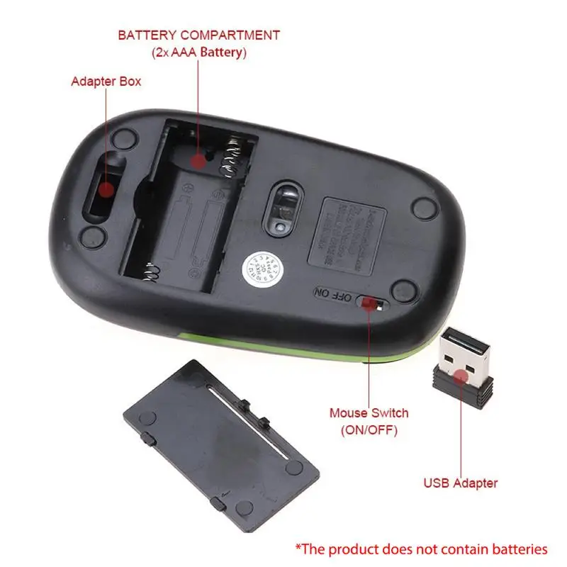 

Ultra-thin Wireless Mouse 2.4G Battery Powerd Wireless Mouse with USB Adapter Computer Accessories for Laptops Desktop PC