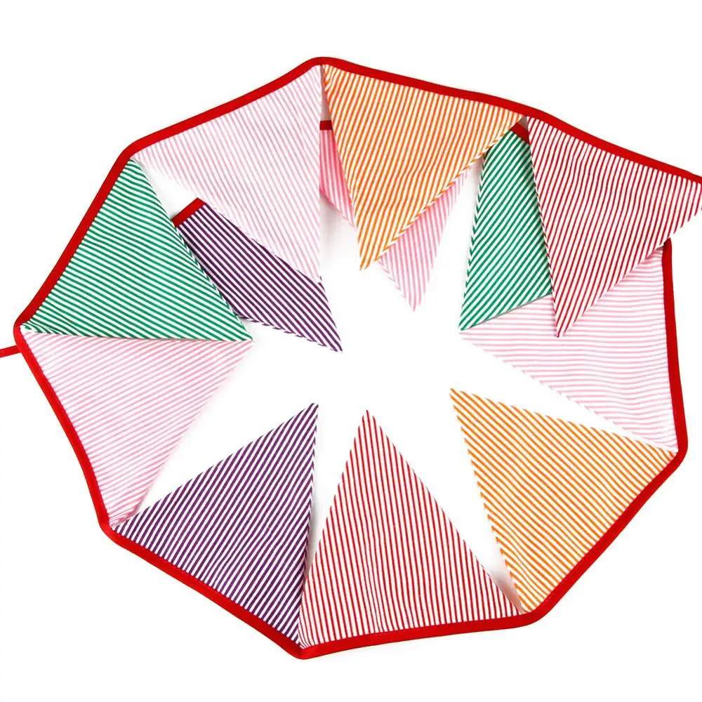12 Flags Vintage Cotton Pennant For Party Wedding Pennant Bunting Banner Garlands Fabric Decor Wedding Party Supplies 3.2m - Цвет: Многоцветный