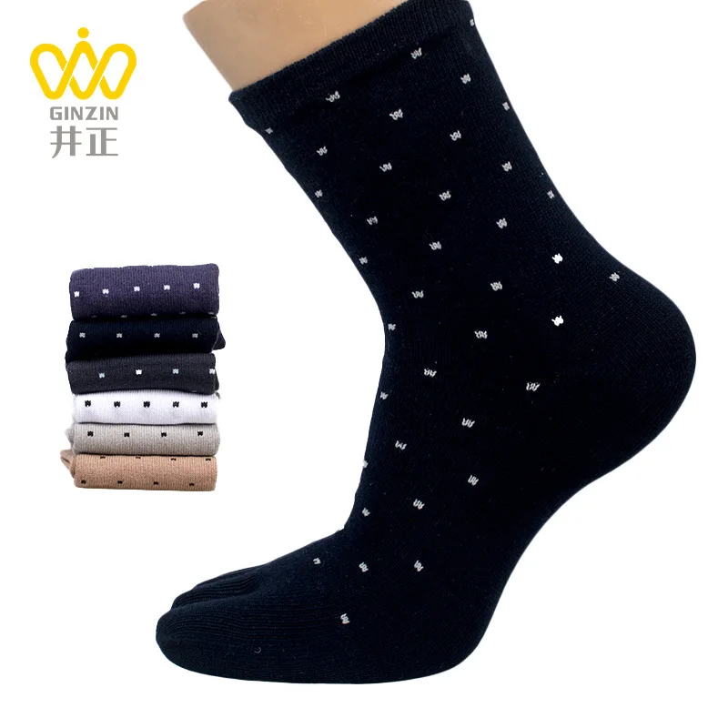 Хлопковые коммерческие носки с пятью пальцами дышащие повседневные в горошек