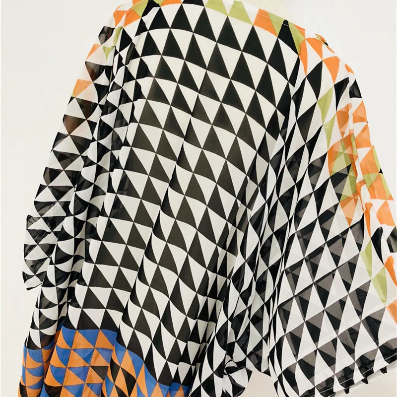 2021 Пляжная накидка туники для пляжа с принтом шифоновый длинный кафтан бикини