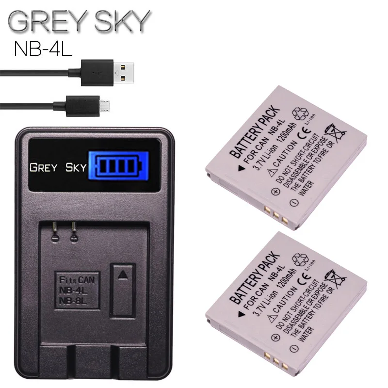 Аккумулятор NB-4L NB 4 л 2 шт. зарядное устройство USB с ЖК-дисплеем для Canon PowerShot SD200 SD300