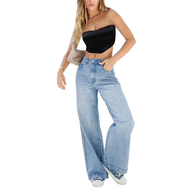 

Женские джинсы Hirigin, универсальные женские брюки, дышащие широкие брюки с карманами для свиданий, отдыха вечерние вечеринок, покупок