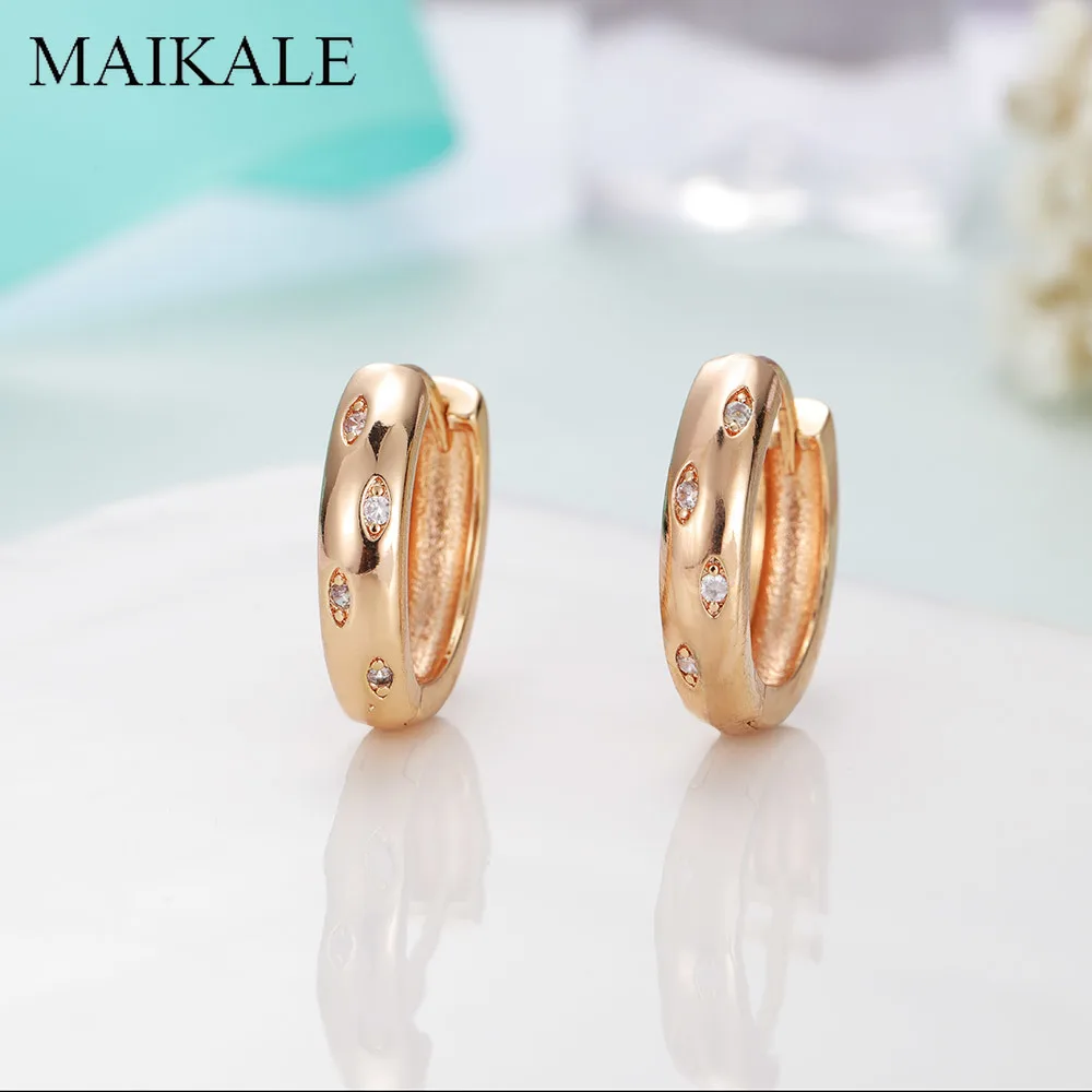 MAIKALE, Классические круглые серьги, инкрустация кубическим цирконием, золотой цвет серебра талисман, серьги-кольца для женщин, ювелирные изделия, подарки