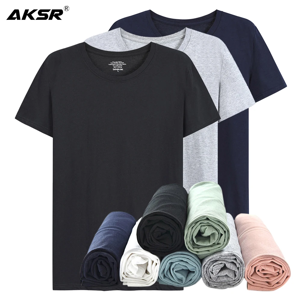 

2020 T-shirt men's summer short-sleeved 100% cotton round neck youth fashion classic loose shirt three-piece suit optional