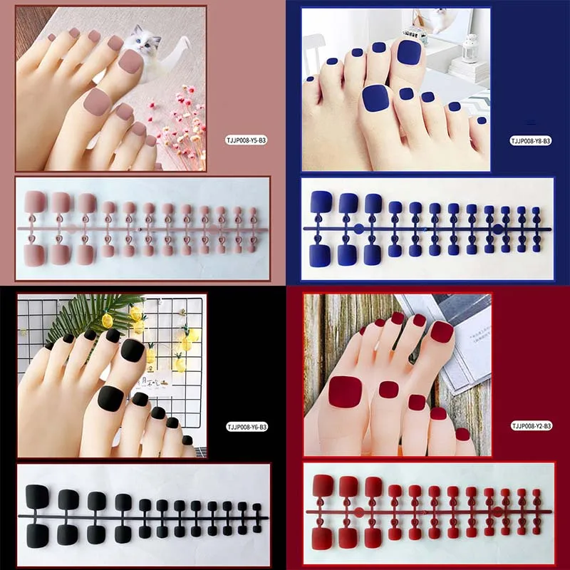24 шт./компл. накладные ногти белые красные синие однотонные с прижимом на клеем