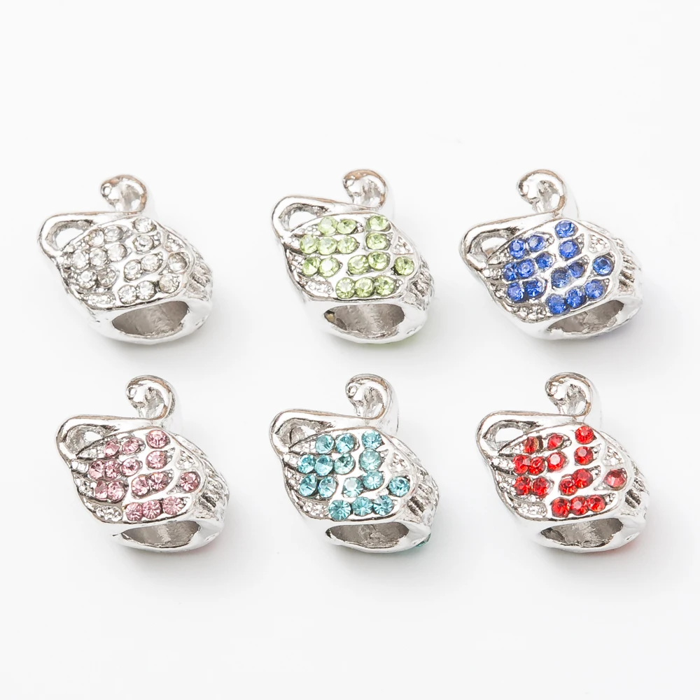 Посеребренные бусины подвески в виде лебедя 5 шт./лот Европейские Бусины сделай