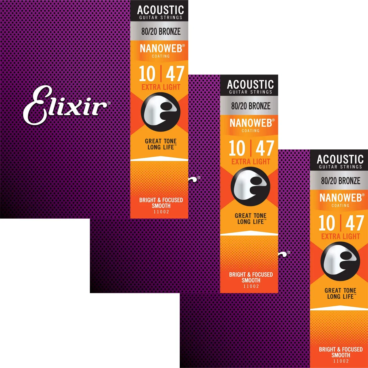 Акустические гитарные струны Elixir 11002 с нанопокрытием 80/20 бронзовые из