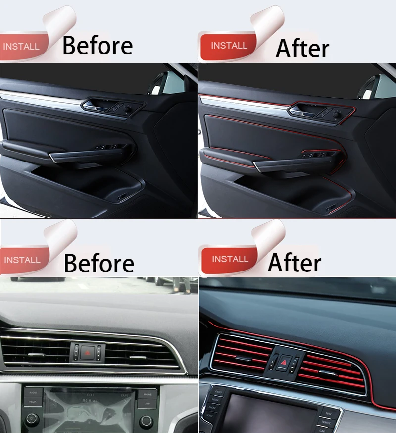 

3/5M Auto Moulding Trim Car Interior Decoration Strip Car Seal Moulding Strip Door Dashboard Edge Universal Car Trim Line Strip