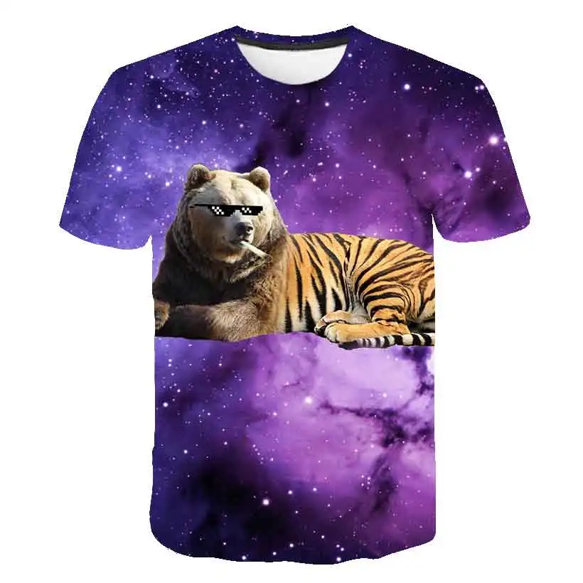 

Boys T Shirt Summer 3D Printed Tiger T-shirt Kids Funny Harajuku Fashion Top Boys & Girls Super Cool Animal Tee Tops 4-14 Year