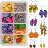 7 pairs polymer clay cluster fruit dangle earring making kits polymer clay fruit beads cable chains earring hooks diy make