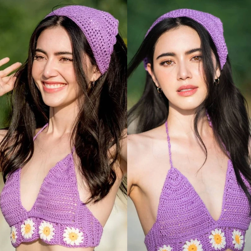 AWAYTR для женщин лента волос с цветочным рисунком новая крючком треугольные