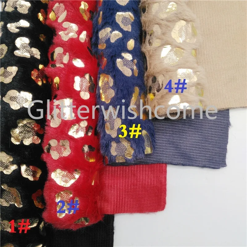 Glitterwishcome 21X29 см A4 Размер золото печатных Леопард мех ткани листы для бантов, GM482A