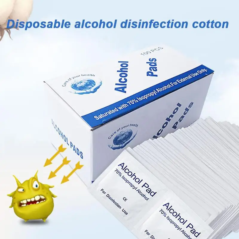 100 pcs alcohol wet wipe disposable disinfection prep swap pad antiseptic skin cleaning care jewelry mobile phone clean wipe free global shipping