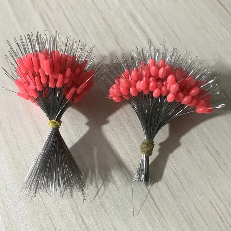 

300pcs/lot Float Red Rubber Stopper M S Fishing Bobber Stopper Float Cylindrical Space Bean Fish Line Accessories