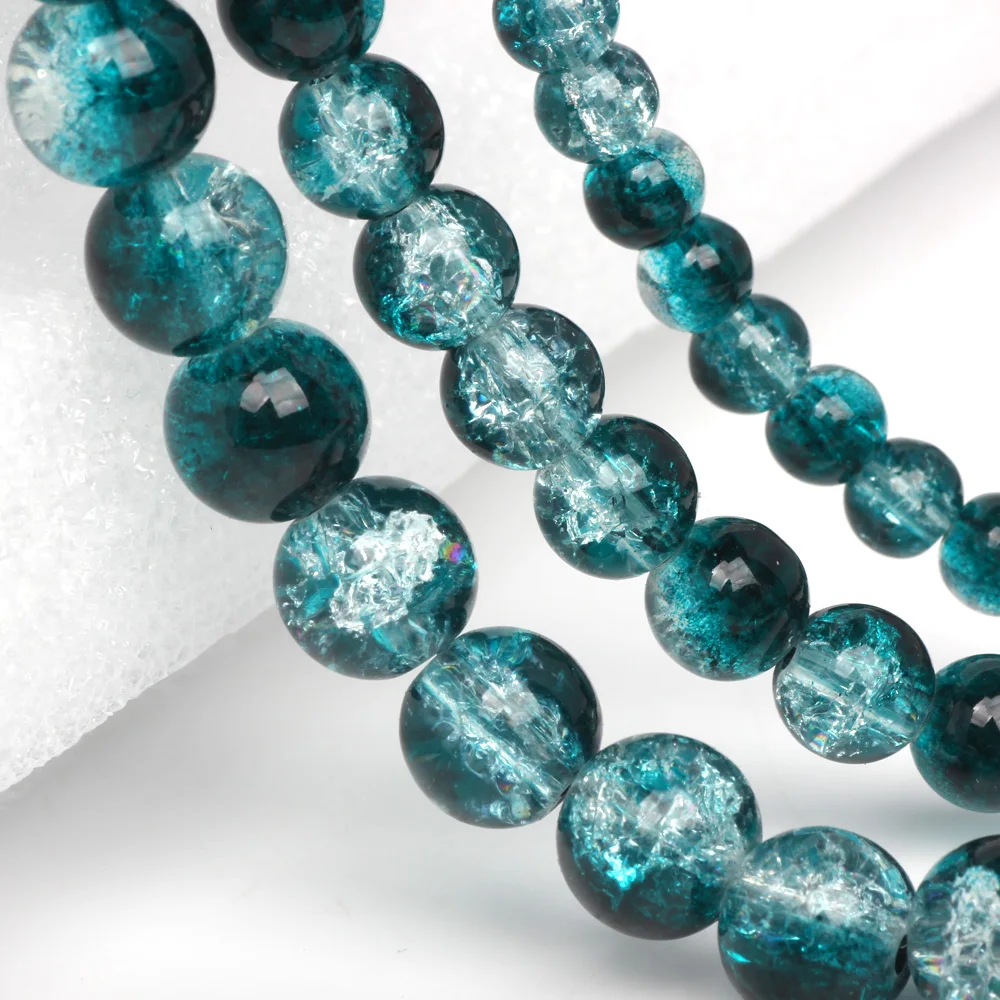 Стеклянные бусины Павлин Синий Круглый 6 мм/8 мм/10 мм трещина смешанные цвета