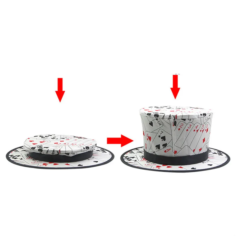 3 цвета складной топ шляпа весна Волшебные трюки (черный и игральные карты шаблон)