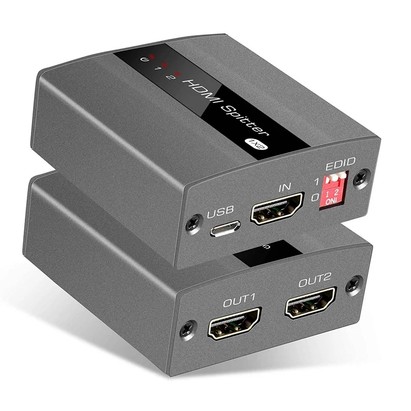 HDMI-совместимый сплиттер 1 в 2 выход с поддержкой функции EDID HDMI переключатель 4K @ 30