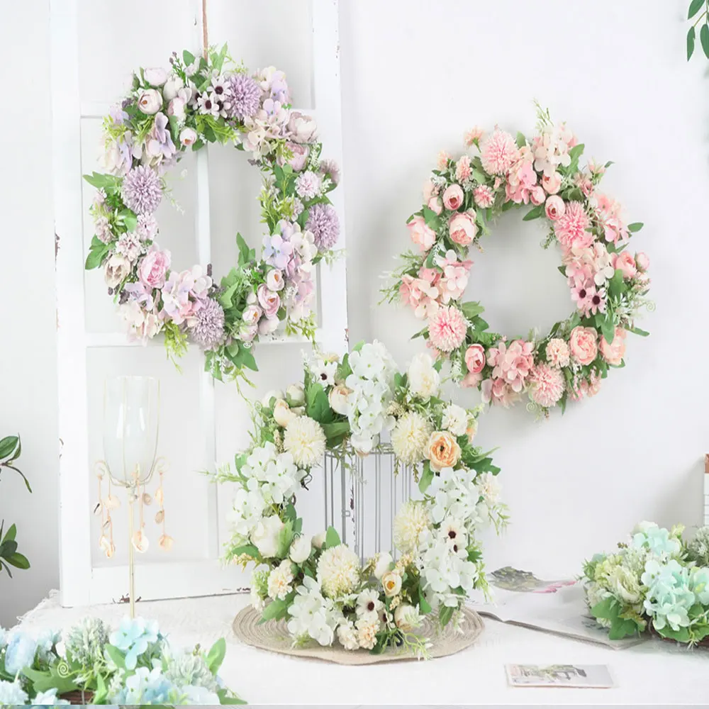 Цветочный венок с пионами Осенний на входную дверь Свадебный настенный