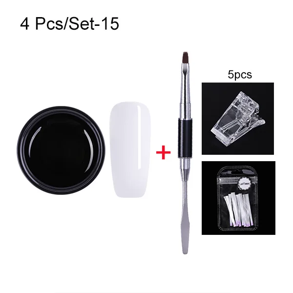 set-15 LEMOOC, 5 г, удлиняющий гель, полупрозрачный клей для нейл-арта, УФ-гель для наращивания ногтей, Гель-лак для ногтей, акриловые кончики - Цвет: set-15