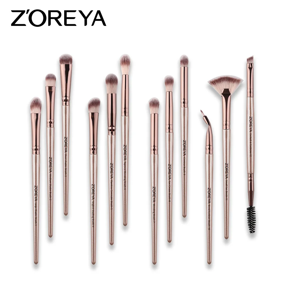 Hot Selling Zoreya 12 PCs Gift Makeup Brush Set Artificial Fiber Eyeshadow Cosmetic for Women ZS125 | Красота и здоровье