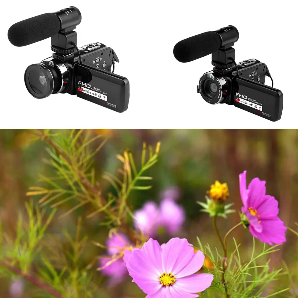 

16X Digital Zoom Video Camera Camcorder 1080P HD WIFI Wide Angle Lens/Outer Microphones Remote Control