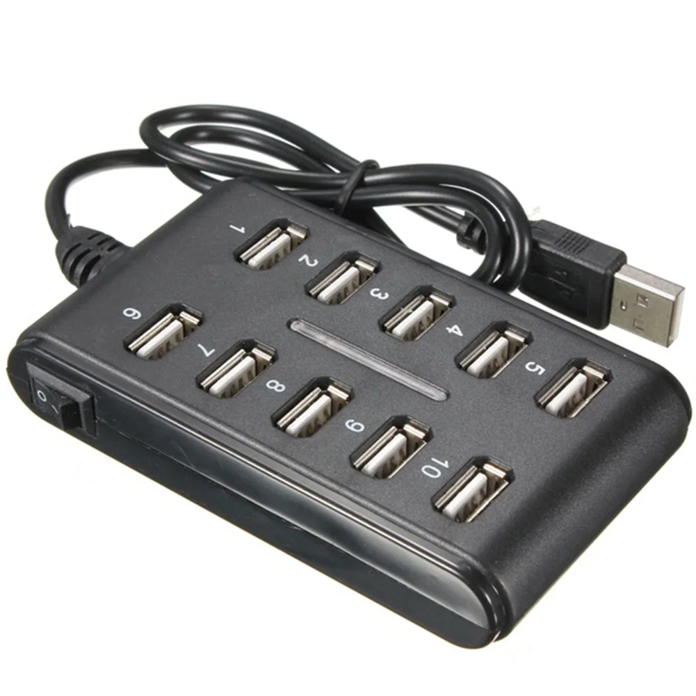 

High Speed 480 Mbps USB 2.0 Hub 10 Ports Multi Personal Computer USB HUB Portable USB Splitter For PC laptop