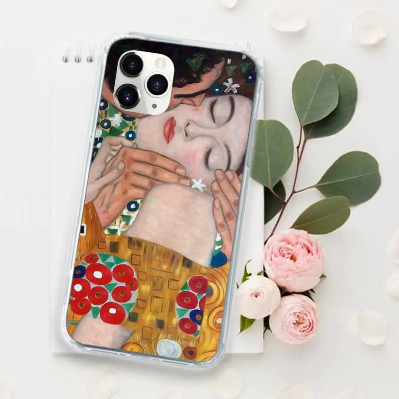 

Gustav Klimt Kiss retro art painting Phone Case for iPhone 11 12 mini pro XS MAX 8 7 6 6S Plus X 5S SE 2020 XR Luxury funda