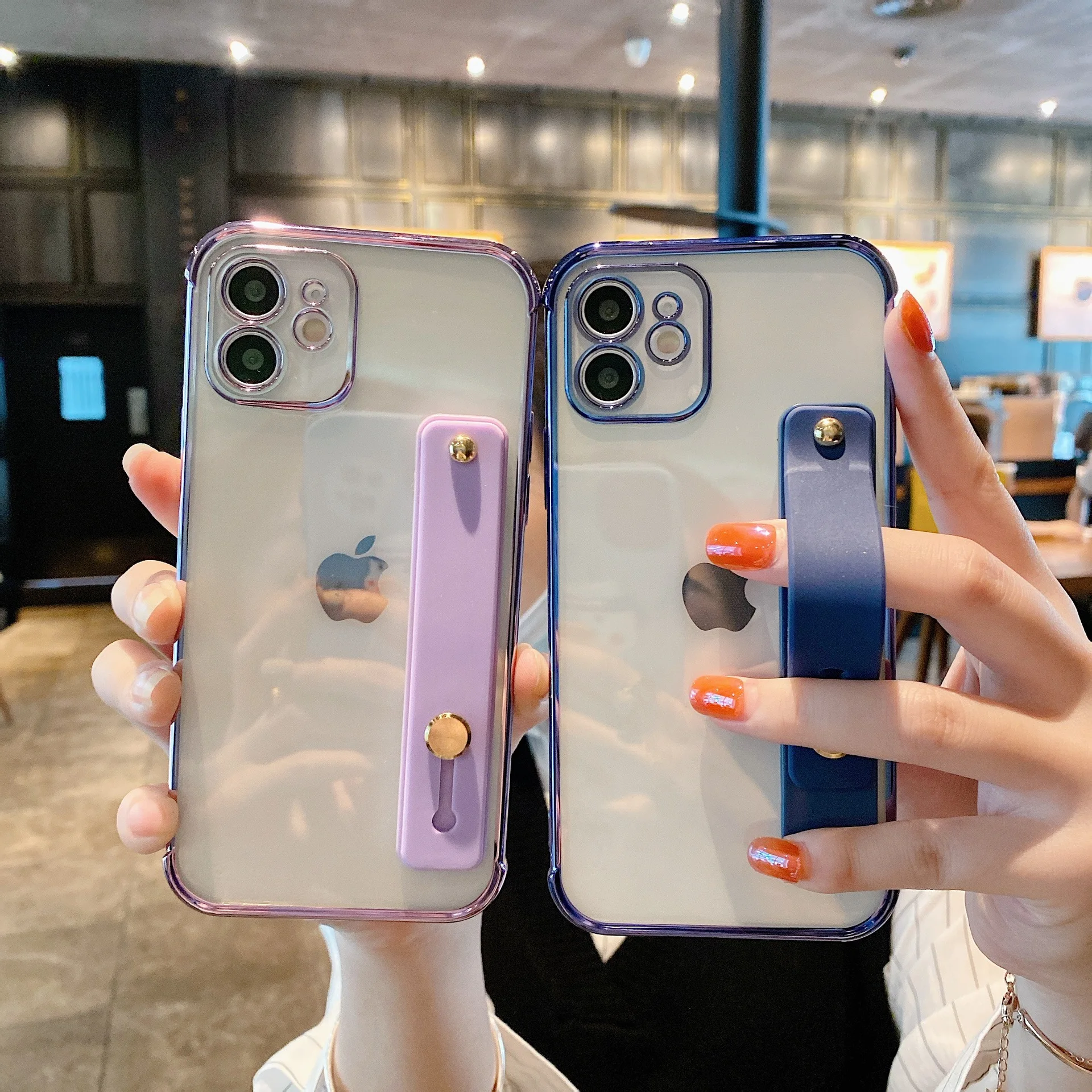 

Прозрачный чехол с ремешком на запястье для телефона iPhone 11 13 11Pro Max XR XS Max X 7 8 Plus 13 12 Pro, флуоресцентный мягкий чехол-накладка