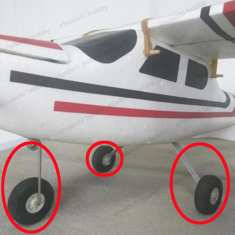 

1set 3mm Steel Front Steering + 2mm Aluminum Rear Landing Gear Dia 55mm Sponge Wheel for Cessna-182 RC Fixed-wing Airplane