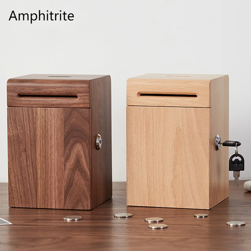 

Креативная Копилка из дерева, Детская копилка с замком, для монет и банкнот, для домашнего декора